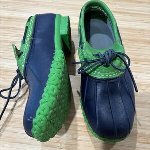 L.L. Bean Rare Navy & Green Duck Boots